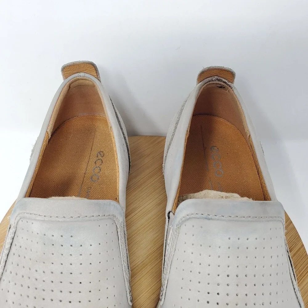 Ecco Collin 2.0 Shoes Mens 41 Beige Grey Slip On Loafer Comfort Sneaker 7-7.5 US
